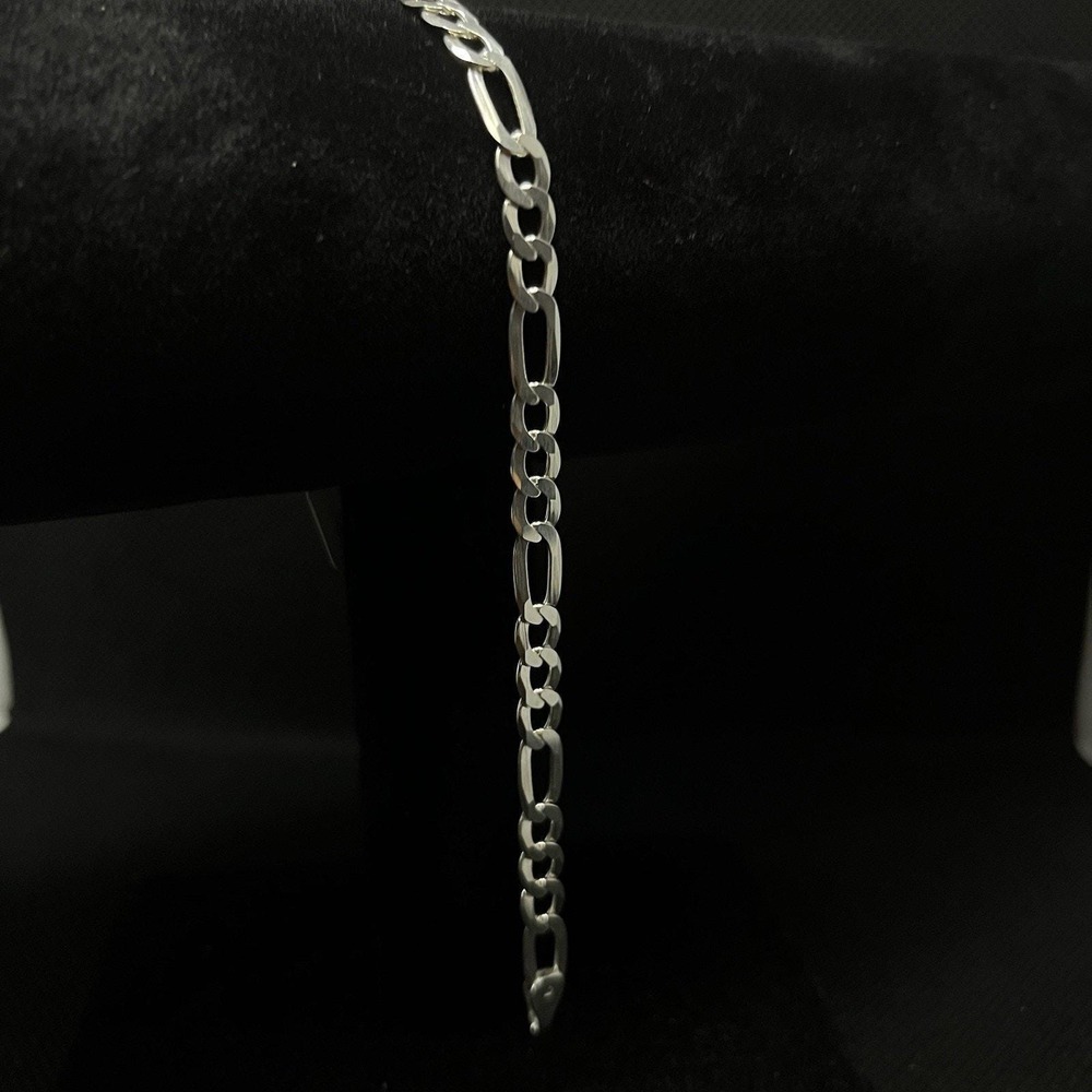Esclava De Plata 925 Con Tejido Figaro,925 Silver Bracelet 9 Inch - Picture 3 of 3